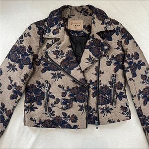 Blank NYC Cropped floral moto jacket